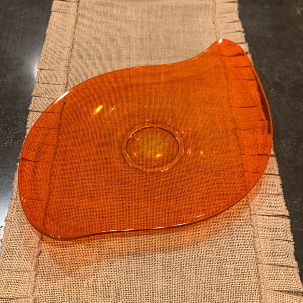 Decorative Eye Shape Orange Dish Platter Art